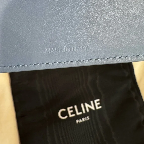 SOLD‼️Celine Triomphe Calf Leather Trifold Wallet In Arctic Blue - Picture 13 of 17